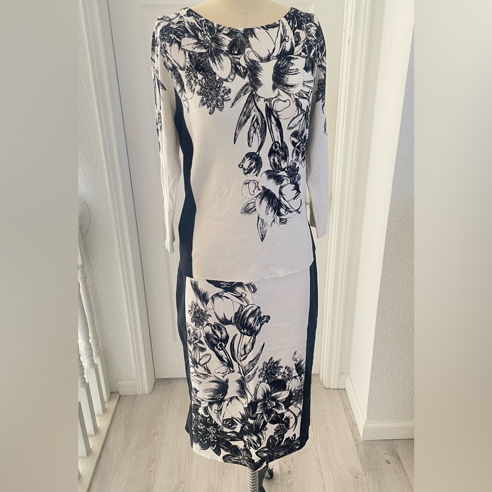 White House Black market Floral Black and White Two-Piece sets